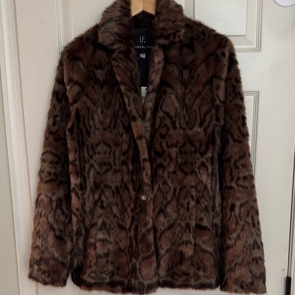 Unreal Fur Animal Print Patterned Faux Fur Jacket